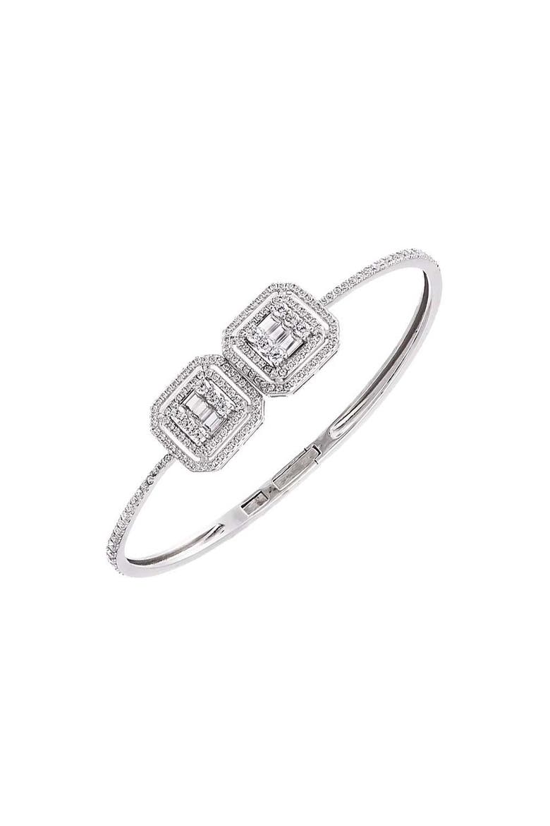 lllusion CZ X Baguette Double Charm Bangle Bracelet, Main, color, Silver