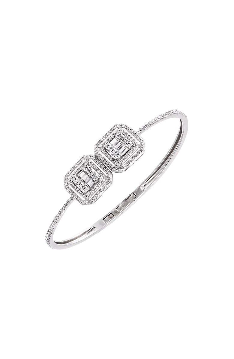 BY ADINA EDEN lllusion CZ X Baguette Double Charm Bangle Bracelet, Main, color,