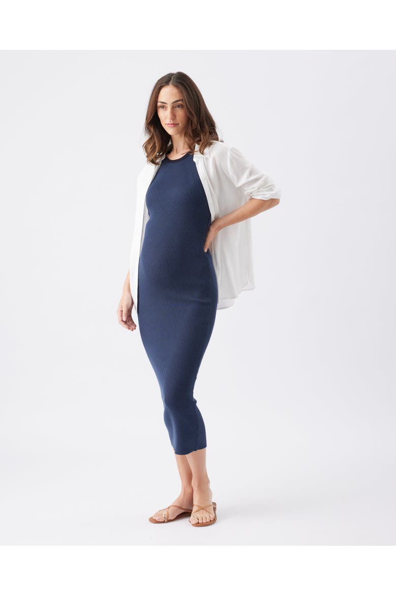 Noa Rib Knit Nursing Dress, Alternate, color, Indigo / Navy