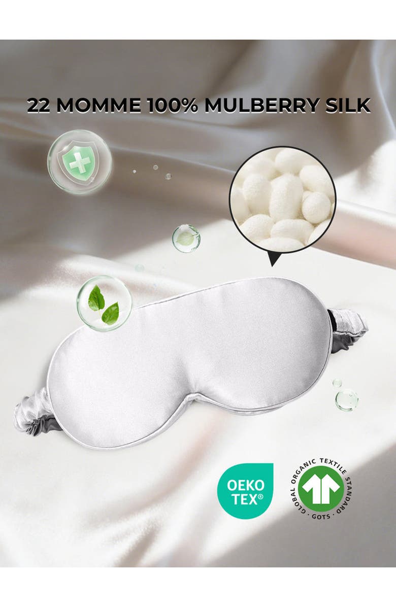 SILKSILKY 22 Momme Mulberry Silk Upgraded 3D Adjustable Eye Mask, Alternate, color, Lightgray