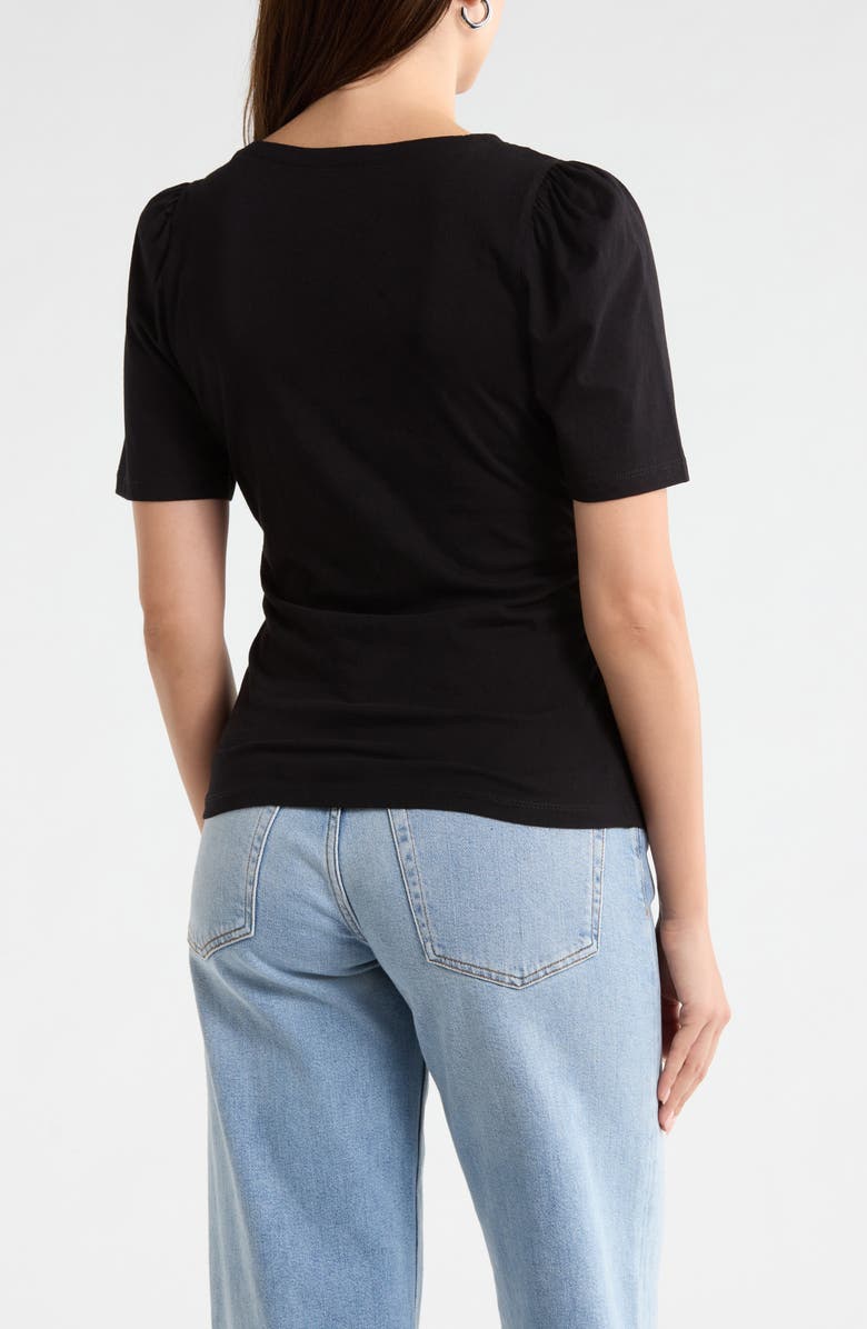 Current/Elliott Short Puff Sleeve Top, Alternate, color, Black