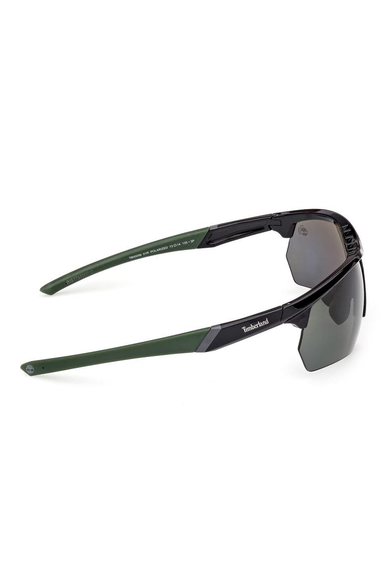 73mm Sunglasses, Alternate, color, SHINY BLACK / GREEN POLARIZED