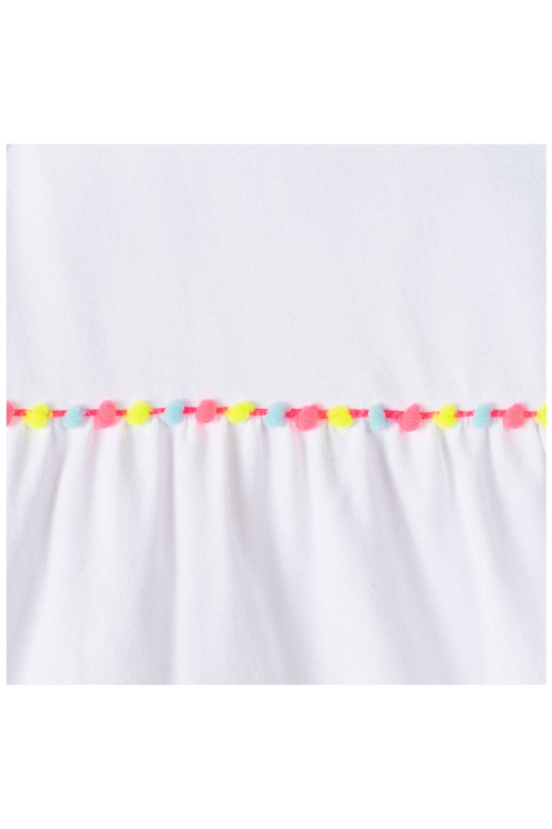 Kids' Pompom Trim Asymmetric Dress, Alternate, color, WHITE POM POM