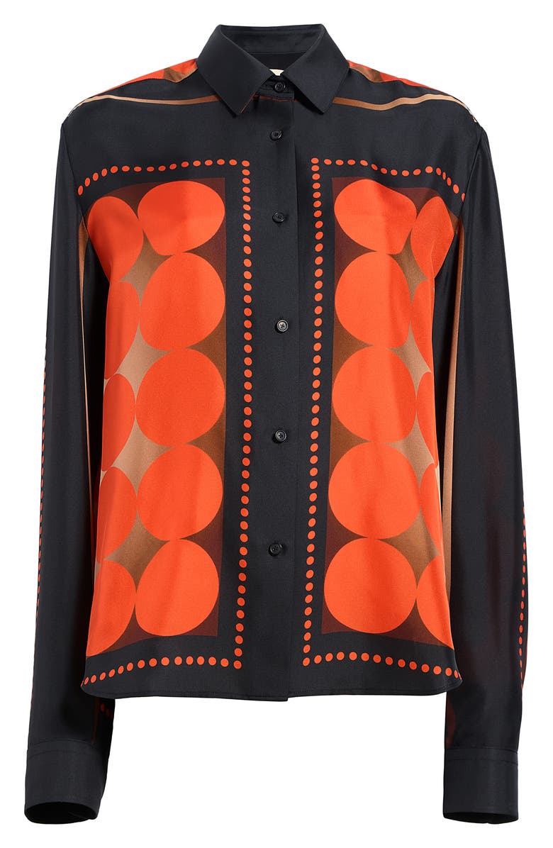 Khaite Argo Dot Print Silk Twill Button-Up Shirt, Alternate, color, 