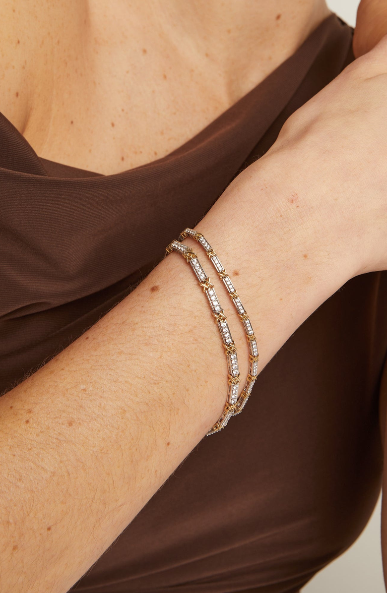 Aurate New York Lab Grown White Sapphire X Tennis Bracelet, Alternate, color, Gold Vermeil & Silver