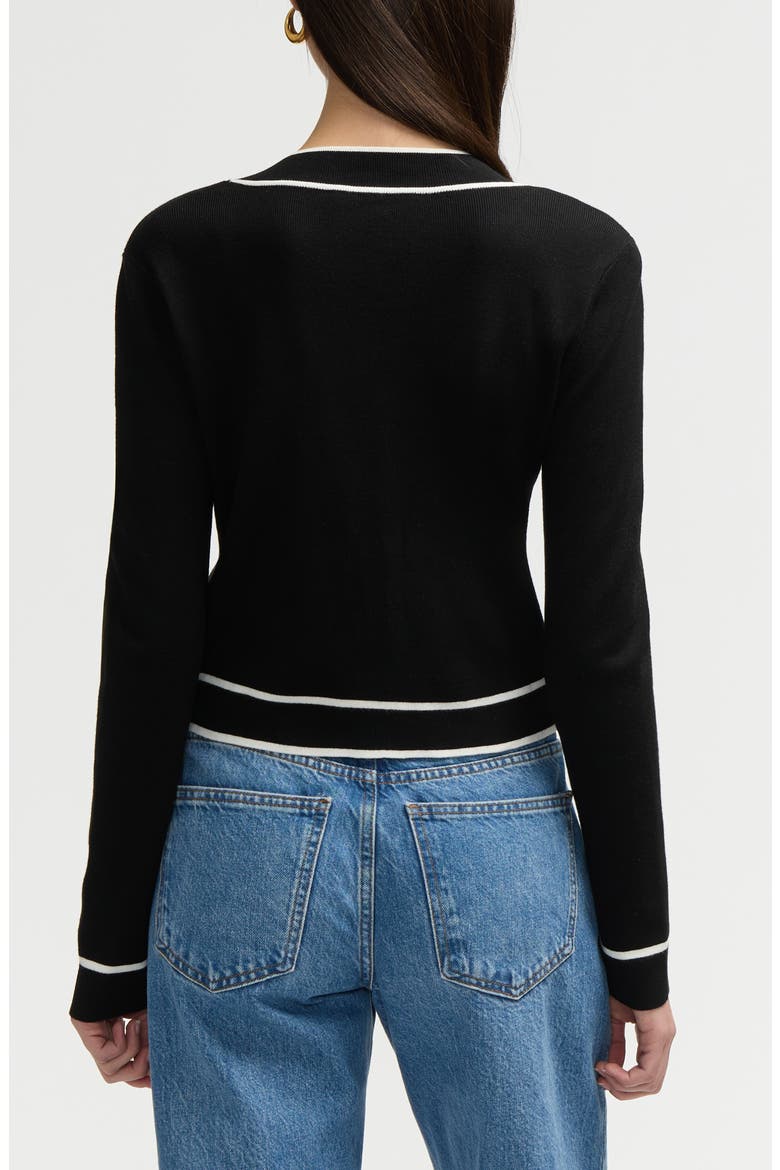 Stripe Crop Cardigan, Alternate, color, BLACK/ WHITE