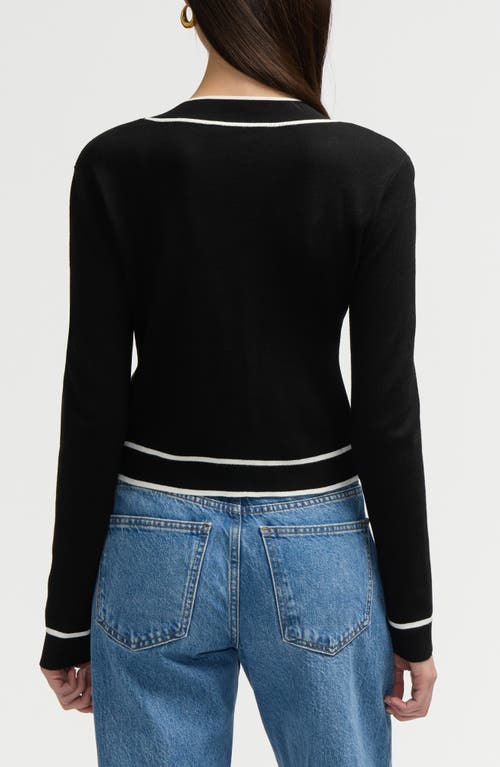 Nvlt Stripe Crop Cardigan In Black/white