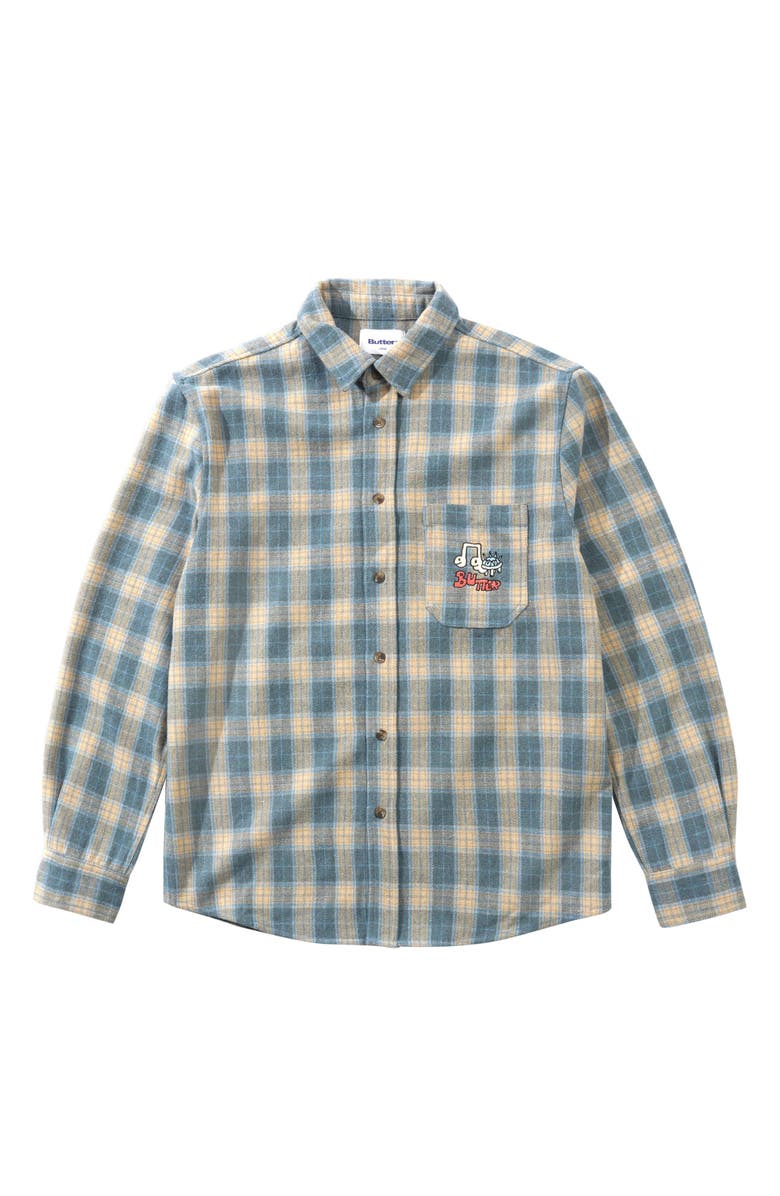 Butter Goods Turtle Plaid Flannel Button-Up Shirt, Main, color,