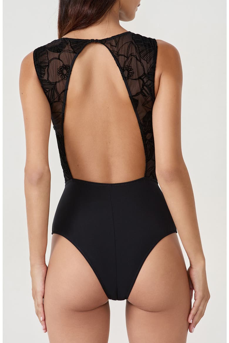 Badinage Bodysuit, Alternate, color, BLACK