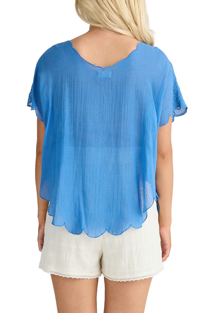 Talisman the Label Scallop Trim Embroidered Butterfly Top, Alternate, color, Blue Haze