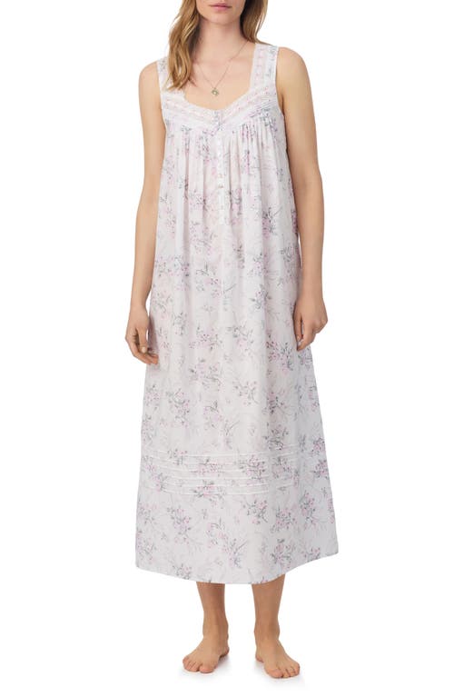 Eileen West Floral Cotton Ballet Nightgown In Gray