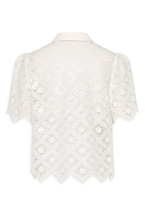 Milly Addison Lace Short Sleeve Shirt In Neutral
