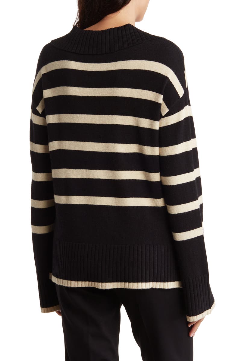 Ellen Tracy V-Neck Collar Stripe Sweater, Alternate, color,