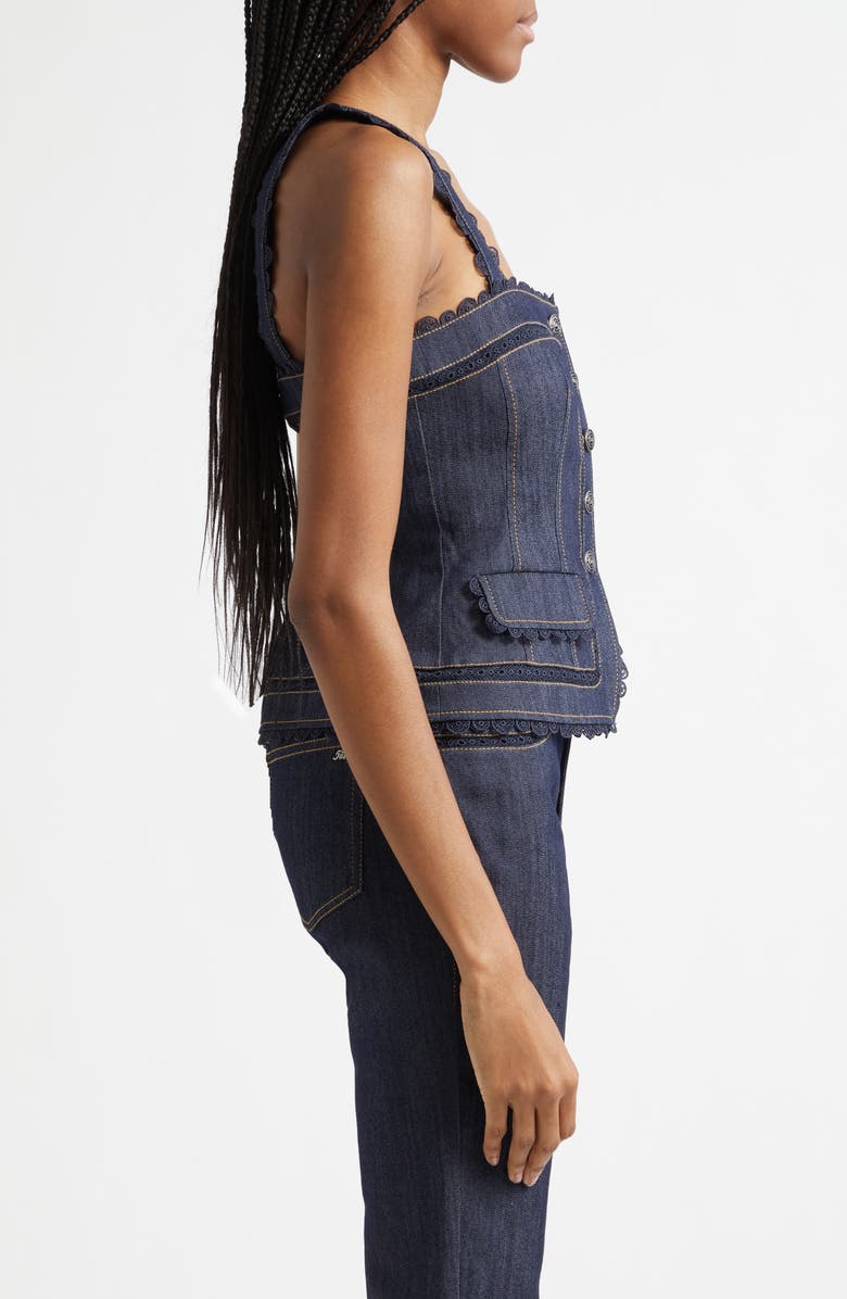 Cinq à Sept Myra Lace Denim Corset Top, Alternate, color, Indigo