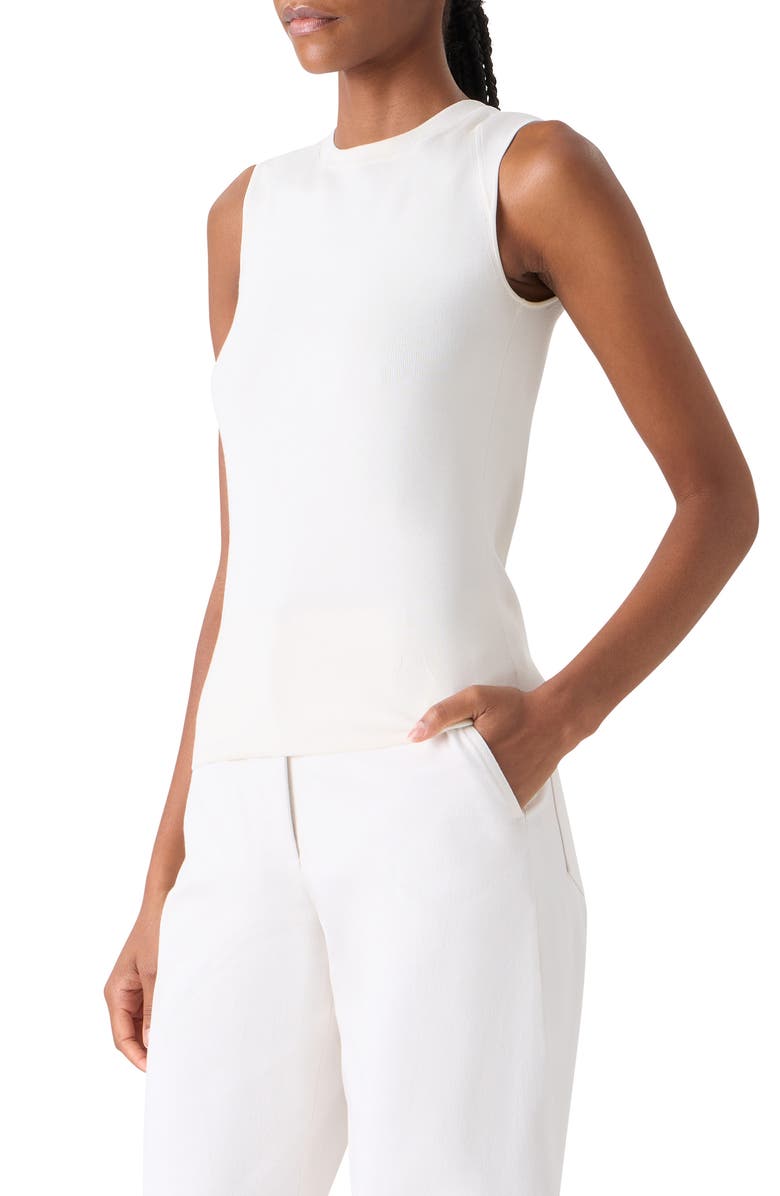 Akris Sleeveless Silk Rib Top, Alternate, color, Ecru