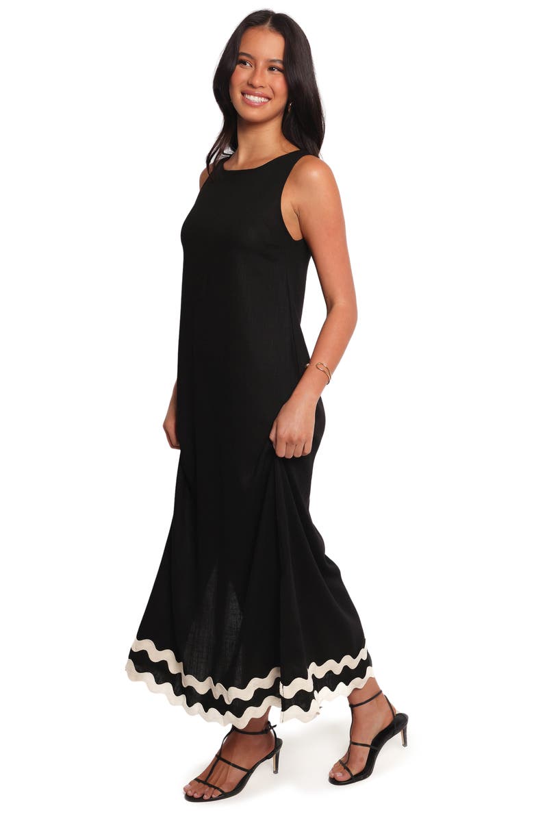 Petal & Pup Juno Rickrack Trim Maxi Dress, Alternate, color, Black