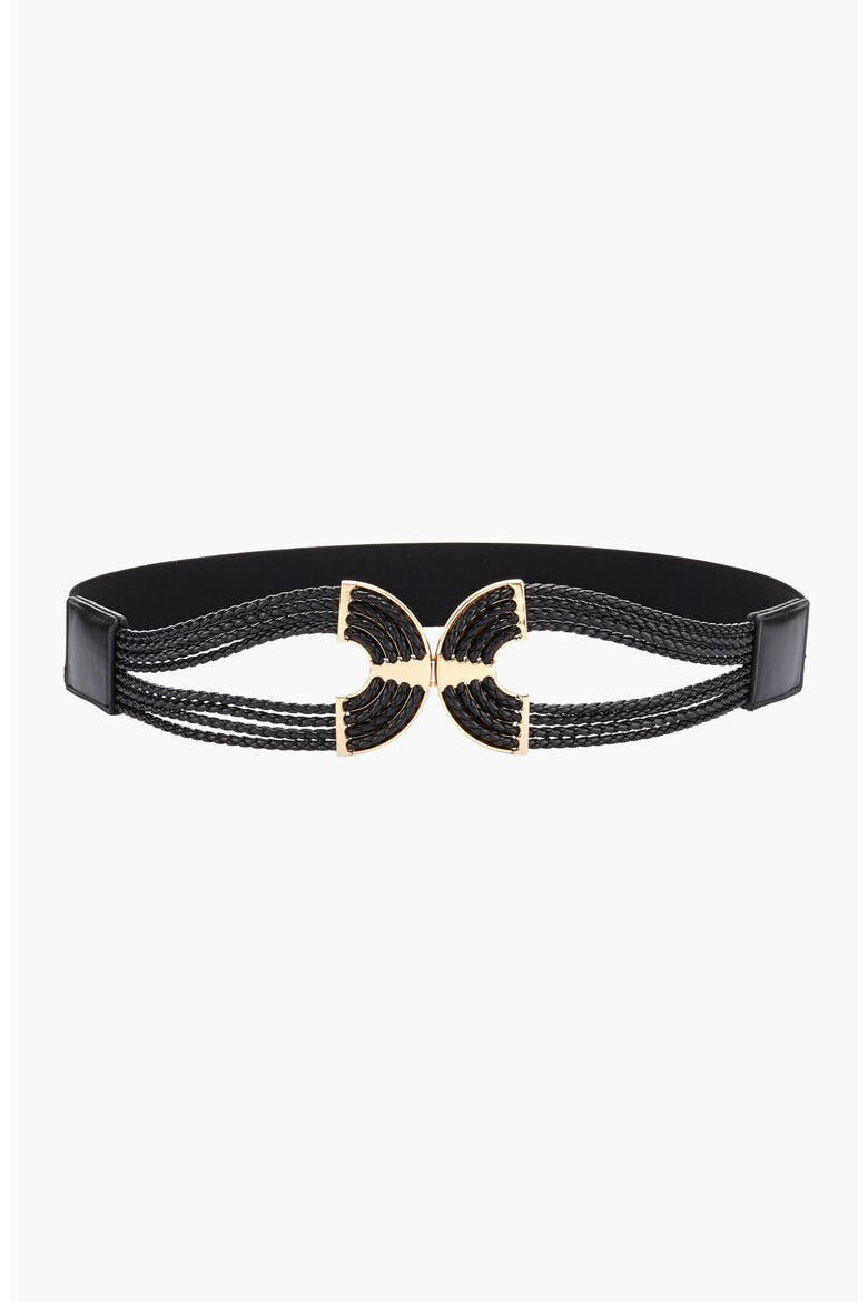 Women's Symmetrical Buckle Waist Belt, Main, color, Black