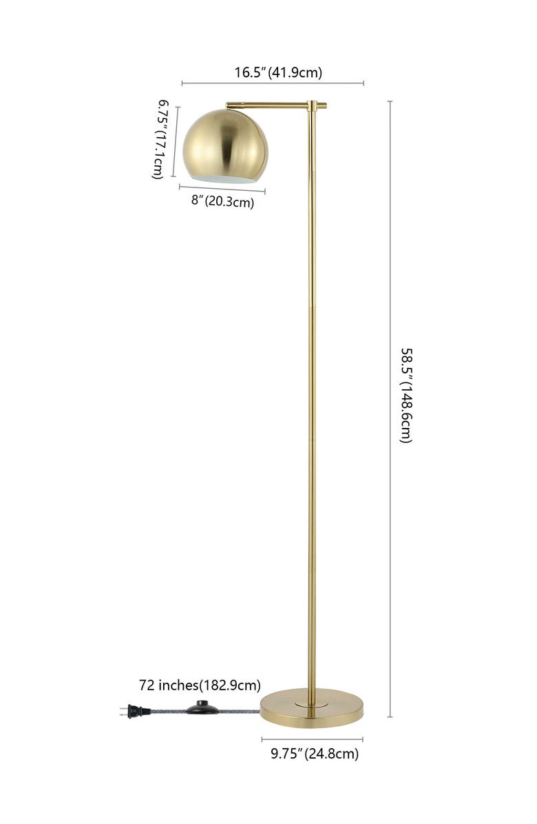 JONATHAN Y Eva Modern Contemporary Iron LED Floor Lamp, Alternate, color, Brass Gold