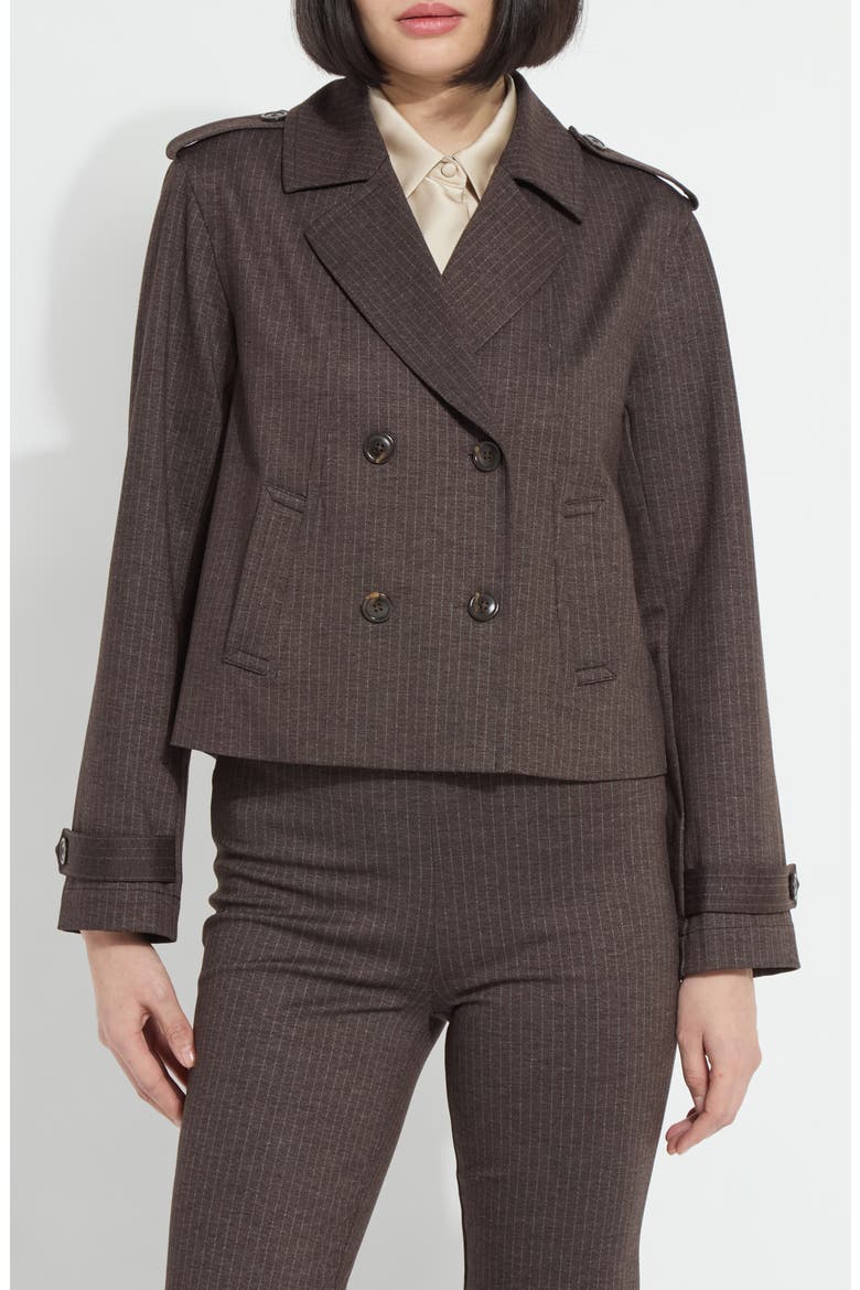 Thora Ponte Crop Trench Jacket, Main, color, HAIRLINE STRIPE