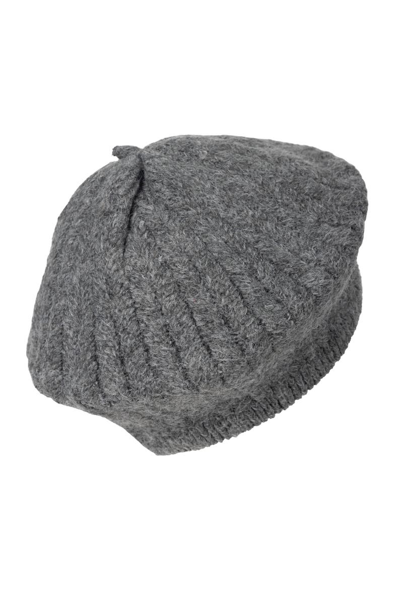 Herringbone Knit Beret, Alternate, color, grey