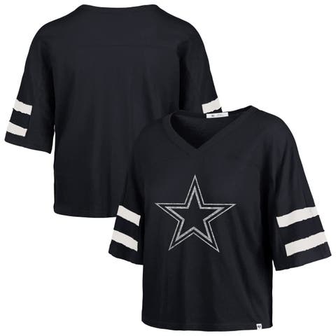 Women's '47 Navy Dallas Cowboys Premier Scout Cropped V-Neck T-Shirt