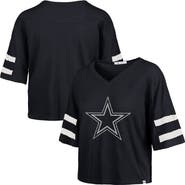 '47 Women's '47 Navy Dallas Cowboys Premier Scout Cropped V-Neck T-Shirt