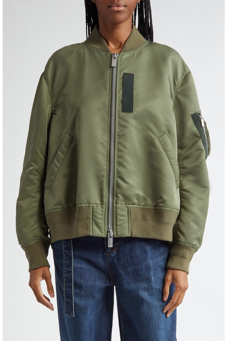 Nylon Twill Bomber Jacket, Main, color, KHAKI