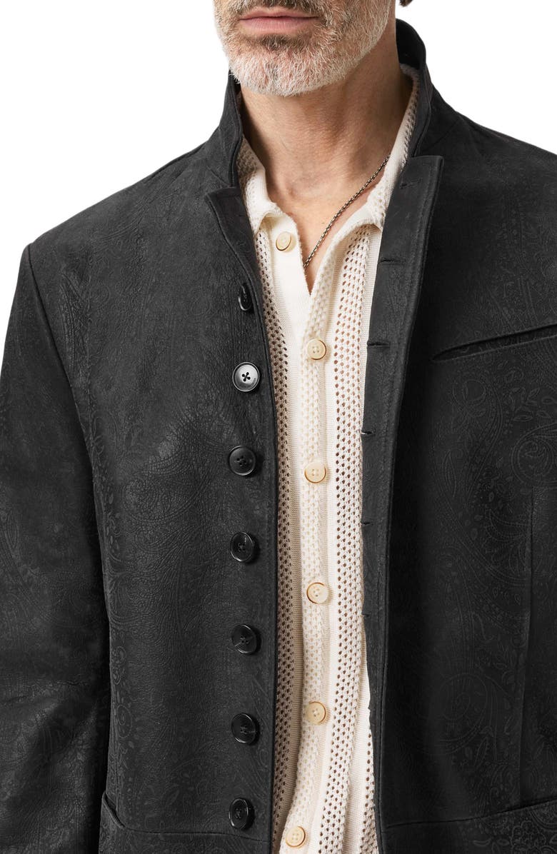 John Varvatos Woodward Tooled Paisley Goat Suede Jacket, Alternate, color, Charcoal