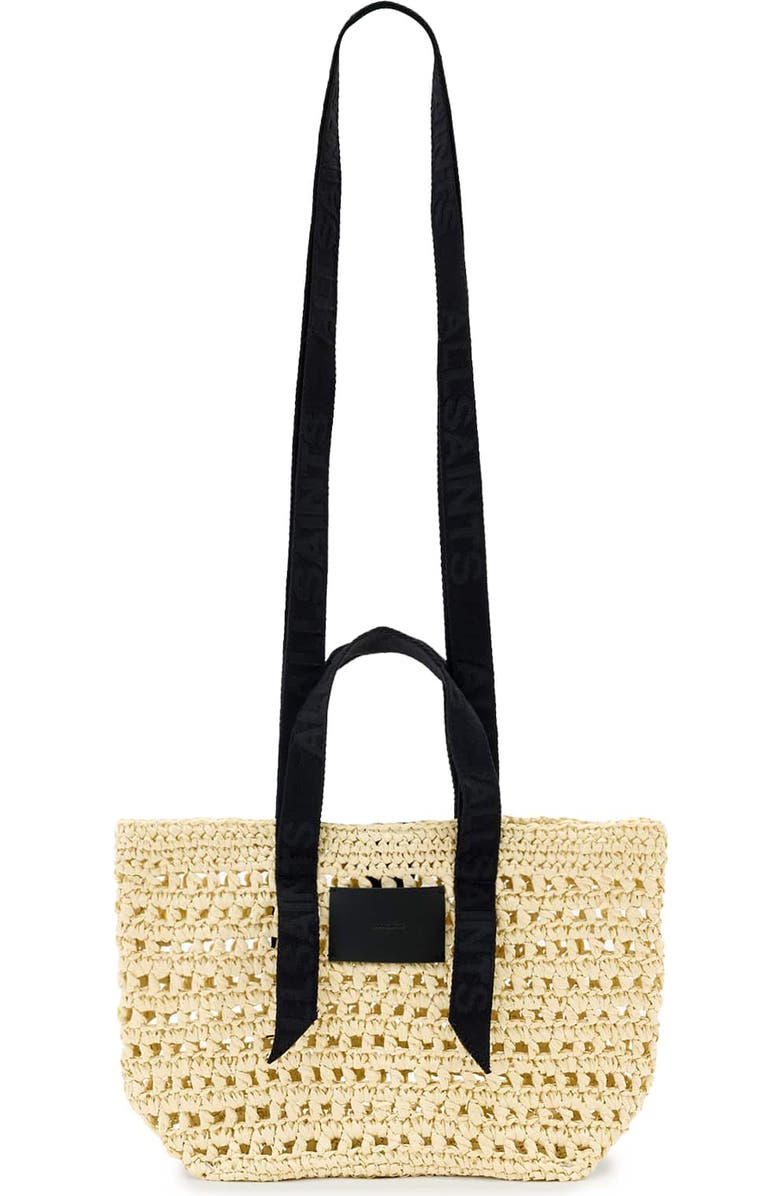 AllSaints Mini Celayne Straw Tote, Main, color, Unbleached White