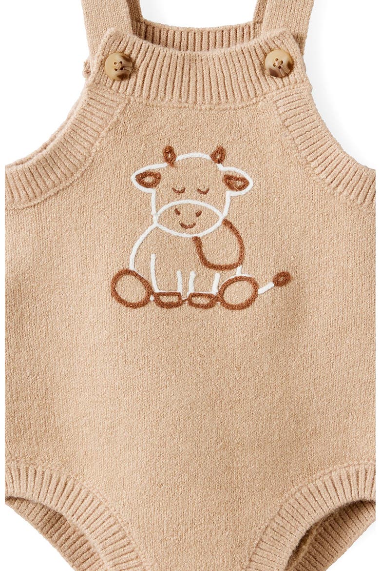 Organic Knit Bubbbysuit, Alternate, color, Latte Cream Cow