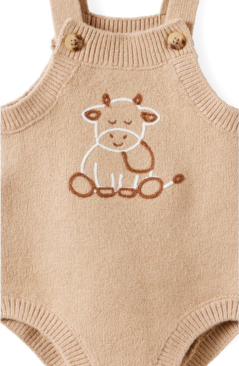 Cotton On Kids Organic Knit Bubbysuit, Alternate, color, Latte Cream Cow