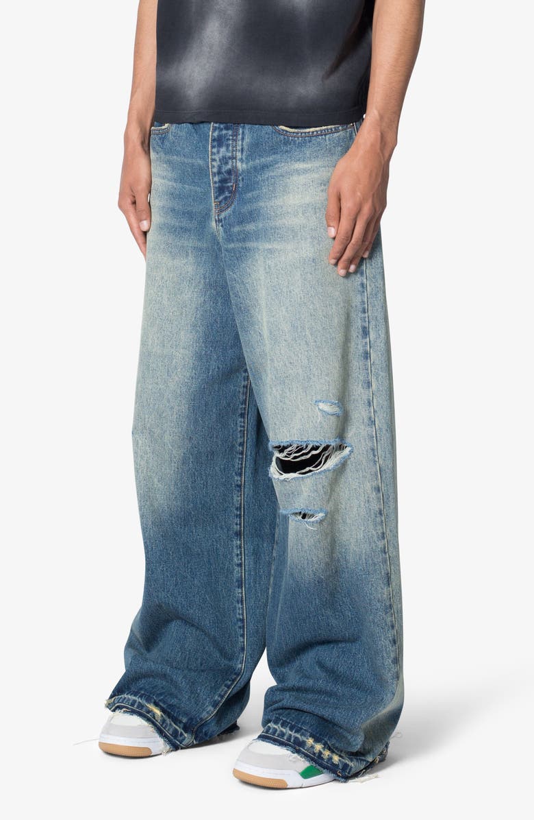 mnml Baggy Rave Ripped Wide Leg Jeans, Alternate, color, Blue