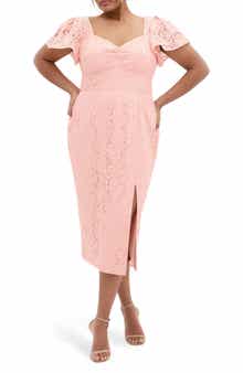 City Chic Maisie Flutter Sleeve Lace Dress