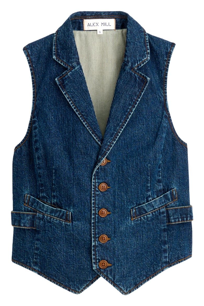 Arya Denim Vest, Alternate, color, RINSE WASH