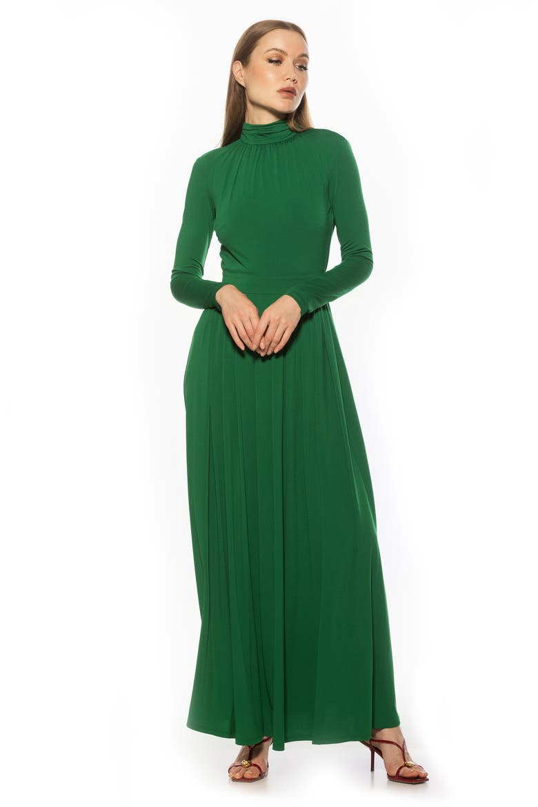 SOLENE FIT AND FLARE DRESS, Alternate, color, EMERALD