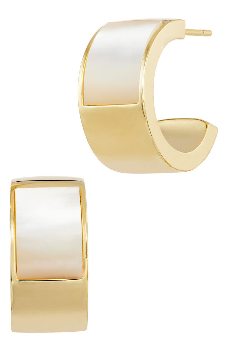 SAVVY CIE JEWELS Mother of Pearl Hoop Earrings, Main, color, 
