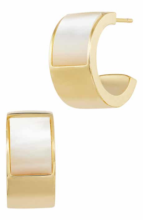 SAVVY CIE JEWELS Mother of Pearl Hoop Earrings