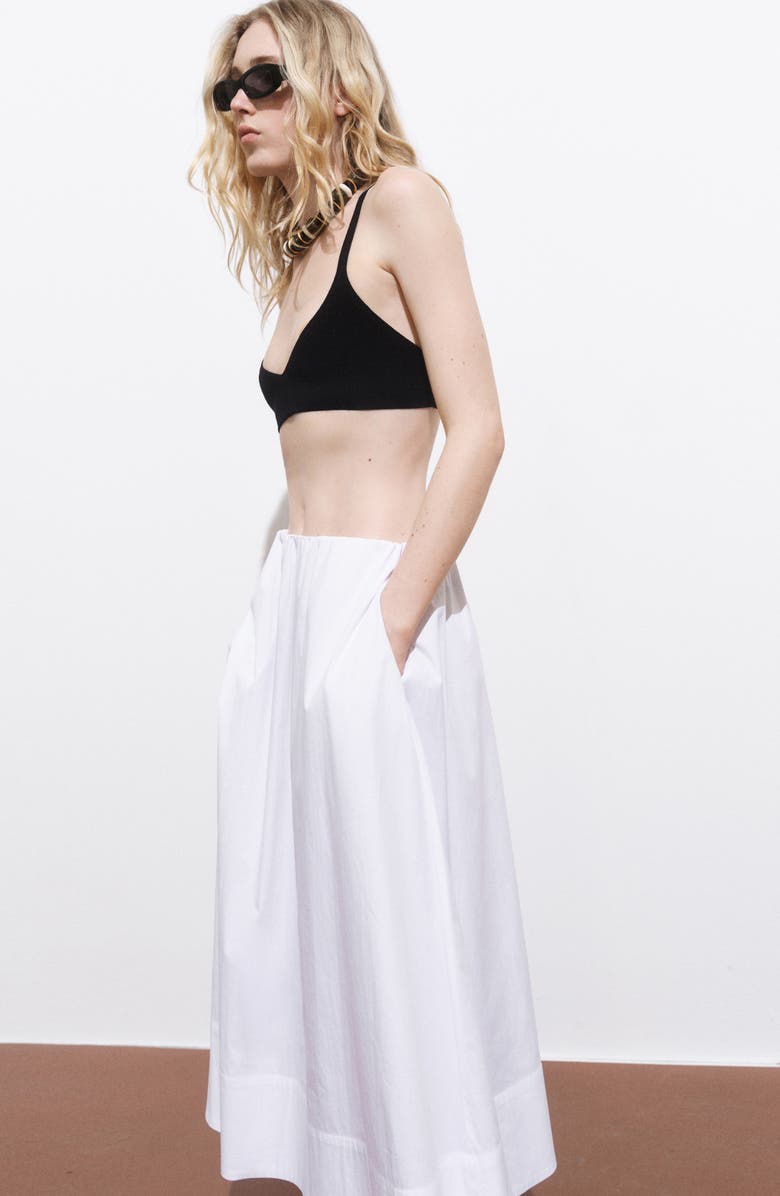 MANGO Flared Cotton Midi Skirt, Alternate, color, White