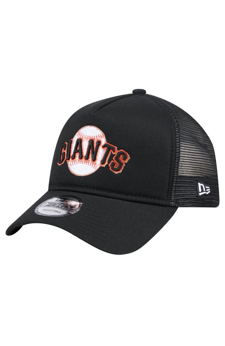 New Era Men's New Era Black San Francisco Giants 9FORTY A-Frame Trucker Adjustable Hat, Main, color, 
