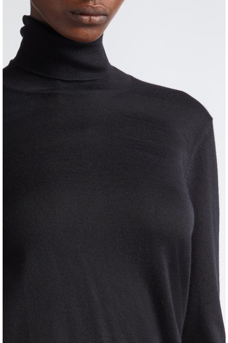 Fine Gauge Cashmere & Silk Turtleneck Sweater, Alternate, color, LB999 BLACK
