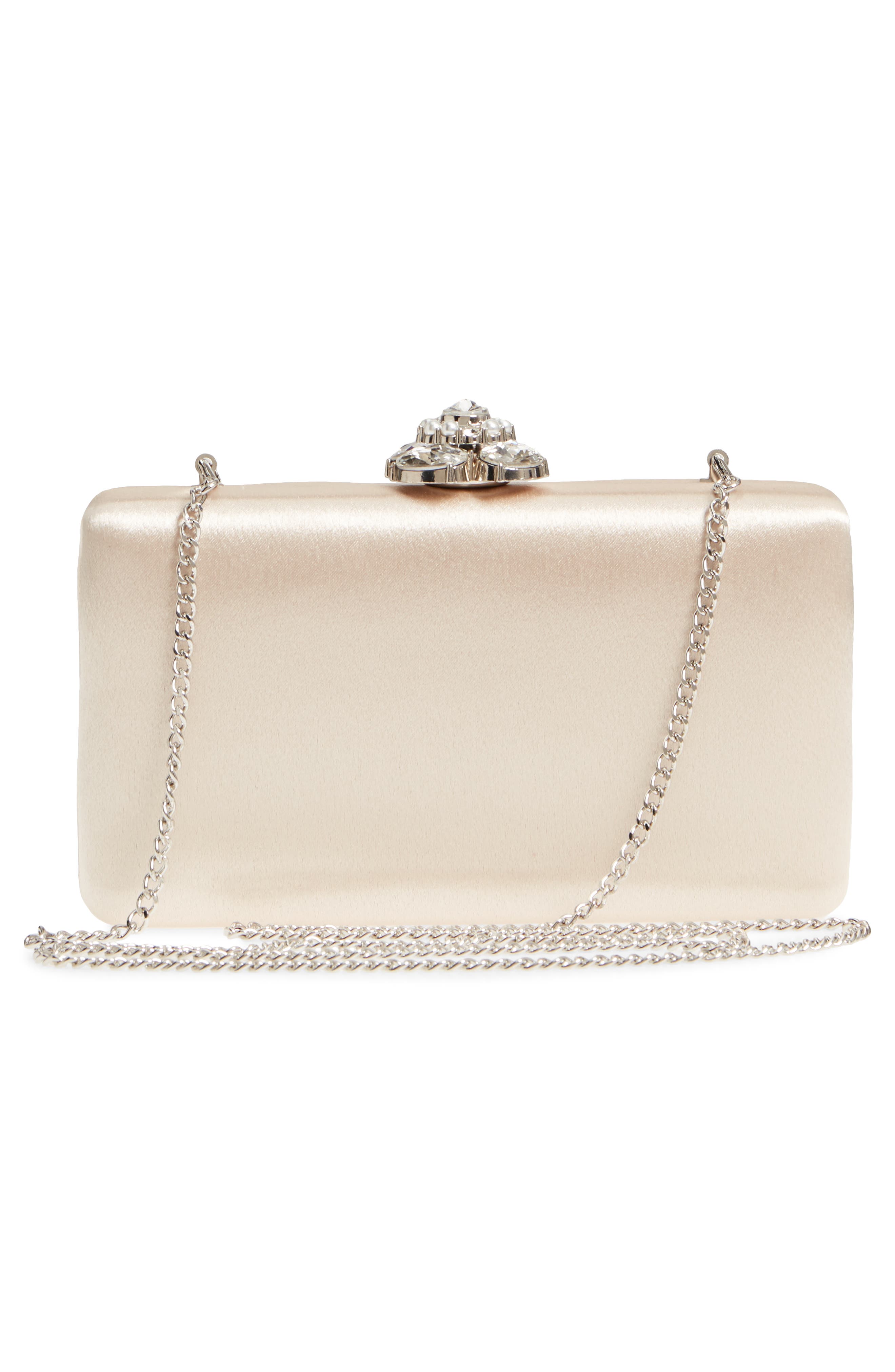 Nordstrom Crystal Imitation Pearl Clasp Box Clutch, Alternate, color, 
