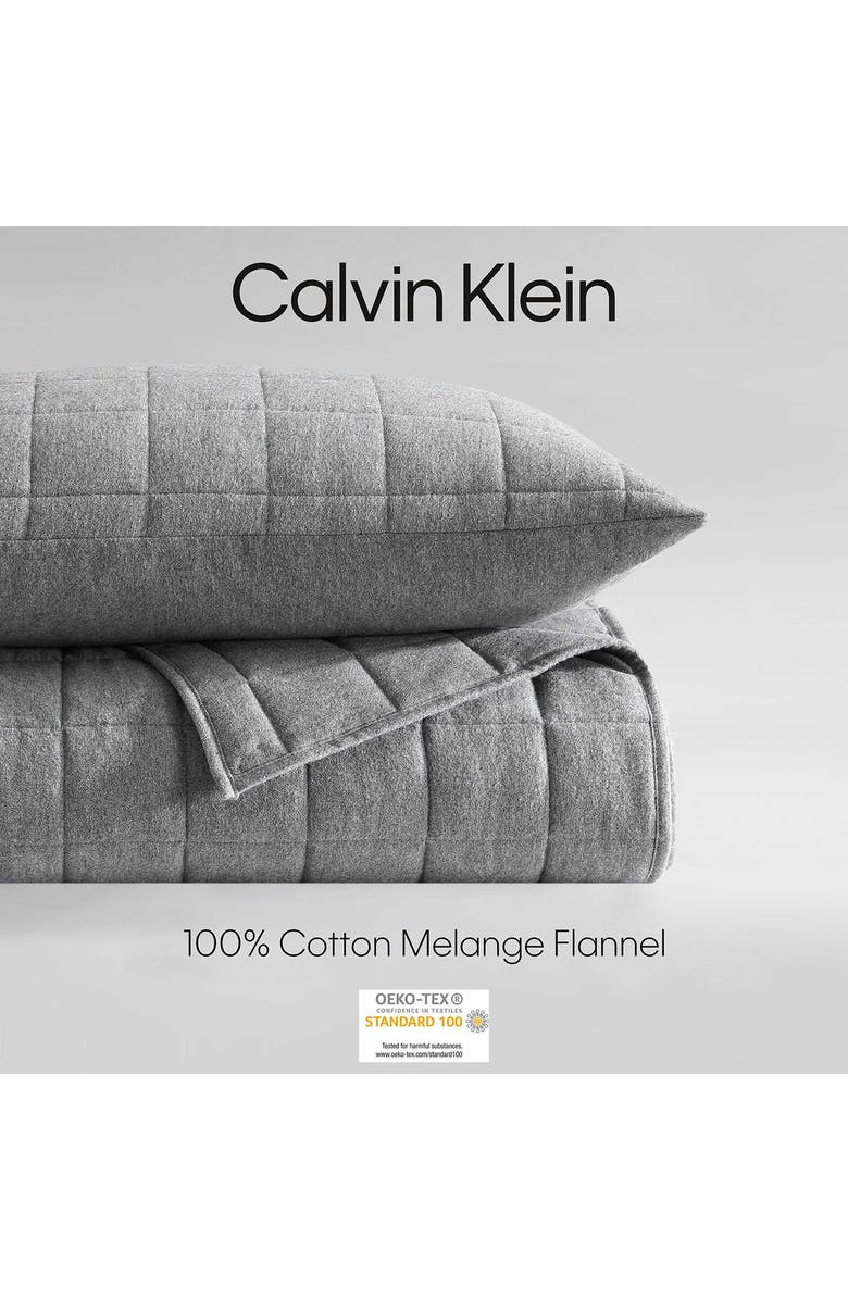 Calvin Klein Mélange Flannel Quilt, Alternate, color, Silver Grey