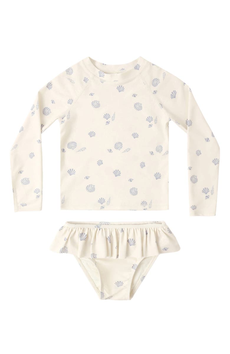 Rylee + Cru Seashells UPF 50+ Rashguard With Bottoms, Alternate, color, Natural