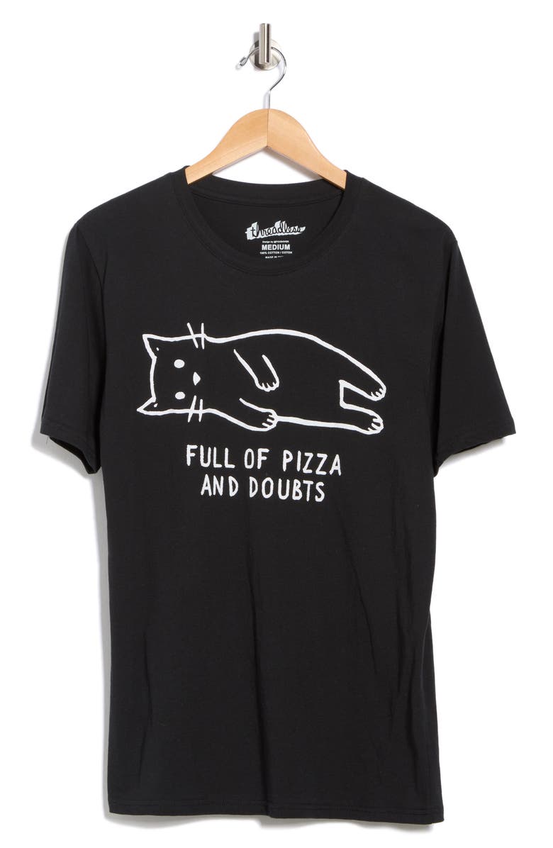 Goodie Two Sleeves Pizza Cat Graphic T-Shirt, Alternate, color, Black