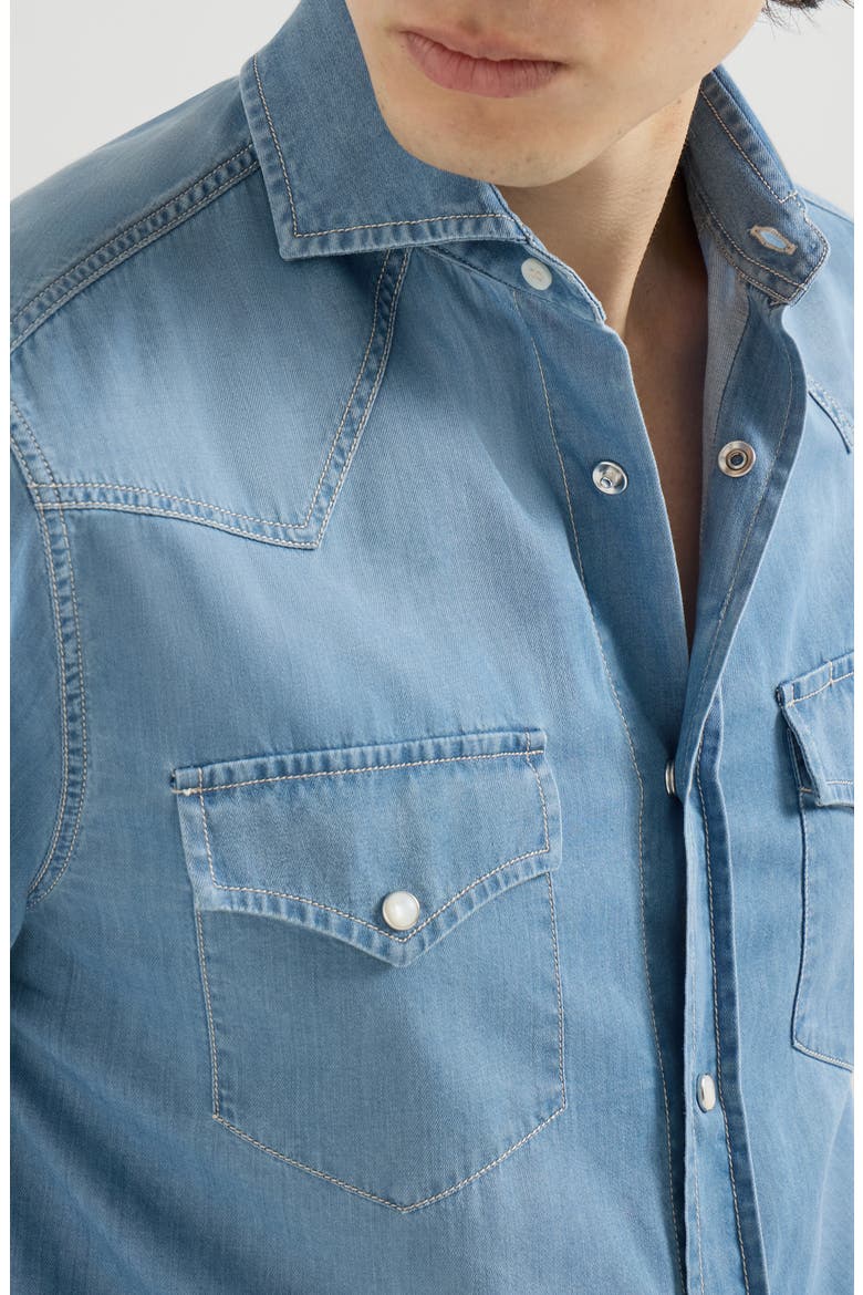 Lightweight denim western shirt, Alternate, color, Light Blue Denim