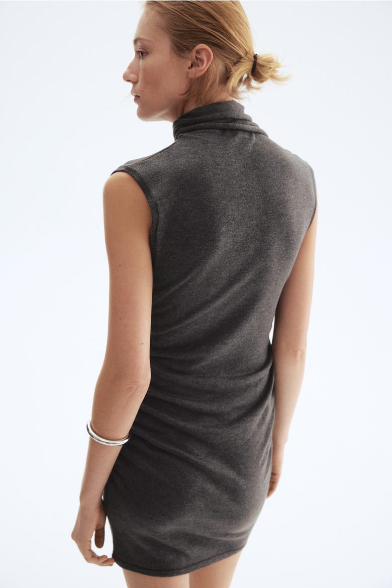 Scarf-collar Dress, Alternate, color, Dark gray melange