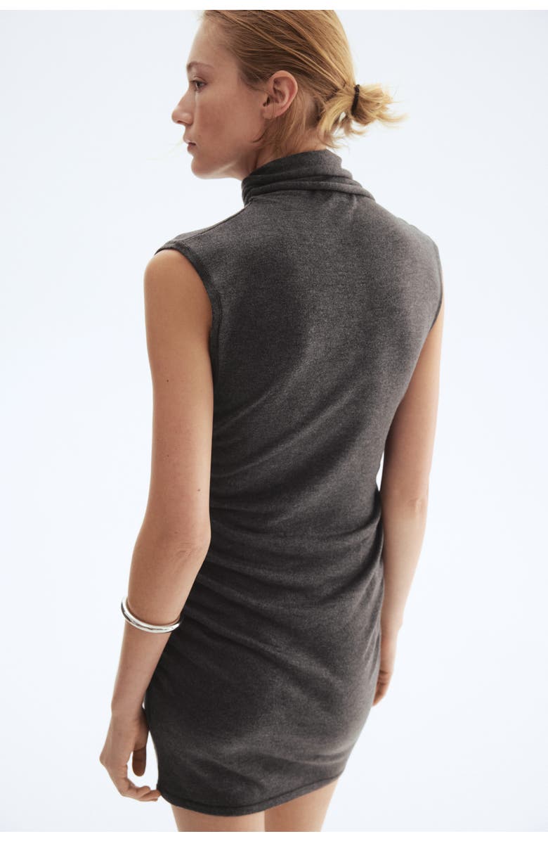 H&M Scarf-collar Dress, Alternate, color, Dark Gray Melange