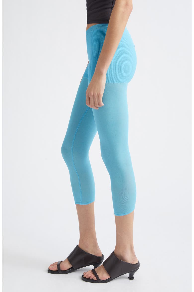 Meleta Cotton & Silk Blend Capri Leggings, Alternate, color, BLUE