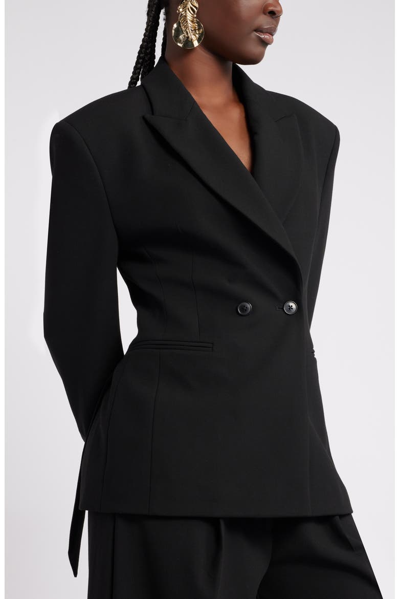 Megan Renee Structured Double Breasted Blazer, Alternate, color, BLACK