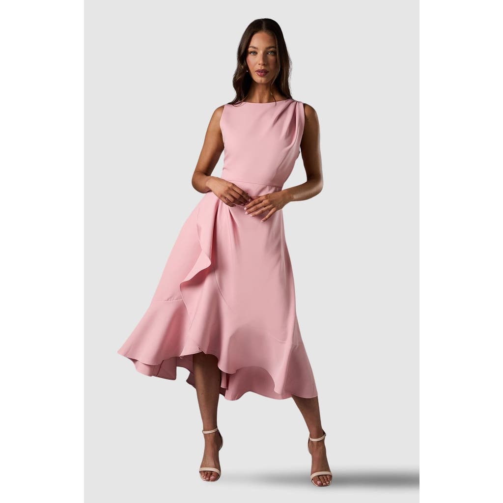 Coast Waterfall Crepe Midi Dress In Pink